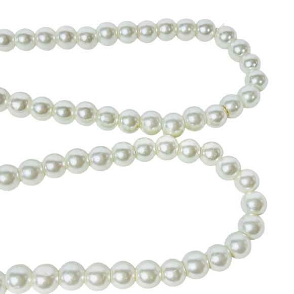 Vintage Faux Pearl Double Strand Necklace 15" White Cream Layered Beaded - Picture 4 of 5